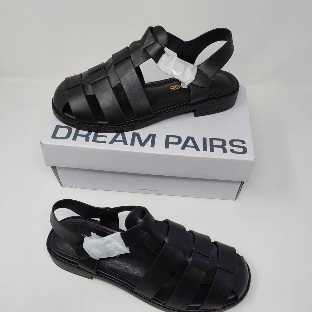 Dream Pairs Women's Black Fisherman Sandals Slingback Flat Size US 8 New